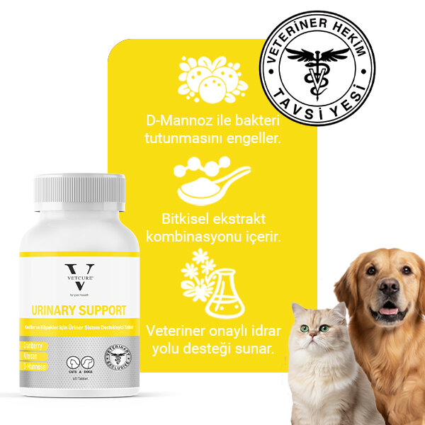 Vetcure Urinary Kedi ve Köpek Akut ve Kronik İdrar Yolu Sağlığı Destekleyici 60 Tablet - 3