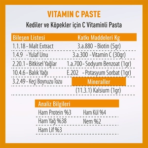 Vetcure Vitamin C  Kedi ve Köpek C Vitamini Desteği Paste 100 gr - 2