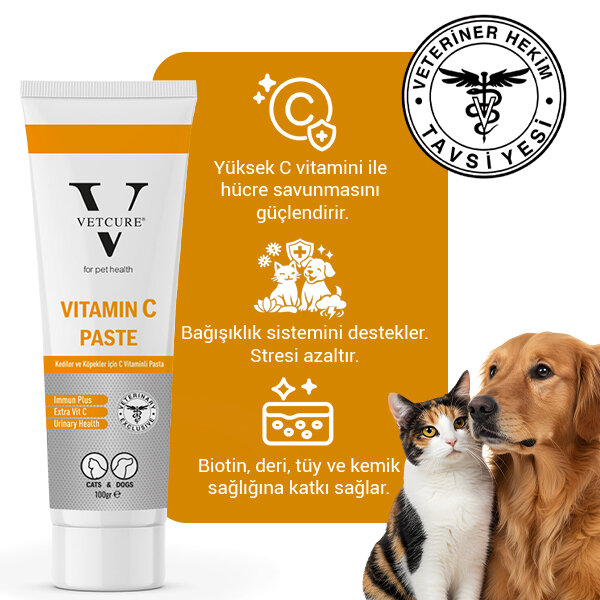 Vetcure Vitamin C Kedi ve Köpek C Vitamini Desteği Paste 100 gr - 2