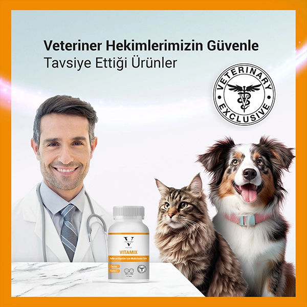 Vetcure Vitamix Kedi ve Köpek Multivitamin ve Mineral Aminoasit Desteği 75 Tablet - 3