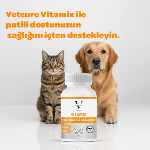 Vetcure Vitamix Kedi ve Köpek Multivitamin ve Mineral Aminoasit Desteği 75 Tablet - 3