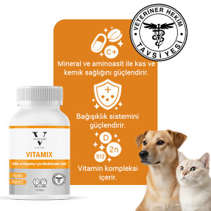 Vetcure Vitamix Kedi ve Köpek Multivitamin ve Mineral Aminoasit Desteği 75 Tablet - 2