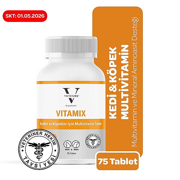 Vetcure Vitamix Kedi ve Köpek Multivitamin ve Mineral Aminoasit Desteği 75 Tablet - 1