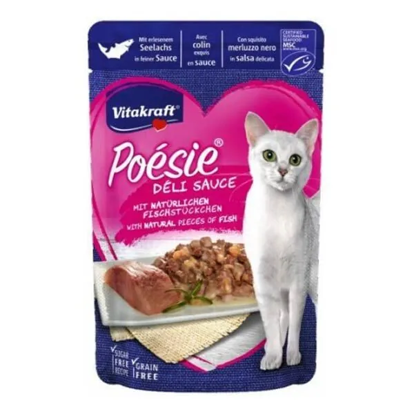 Vitakraft Poesie DeliSauce Kömür Balıklı Yaş Kedi Maması 85 Gr - 1