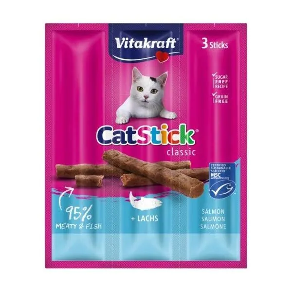 Vitakraft Tahılsız Somonlu Kedi Ödül Çubukları 3x6 Gr - 1