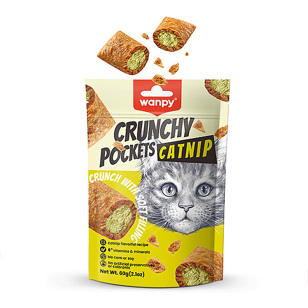 Wanpy Crunchy Pockets Tavuklu ve Kedi Otlu Kedi Ödül Maması 60 g