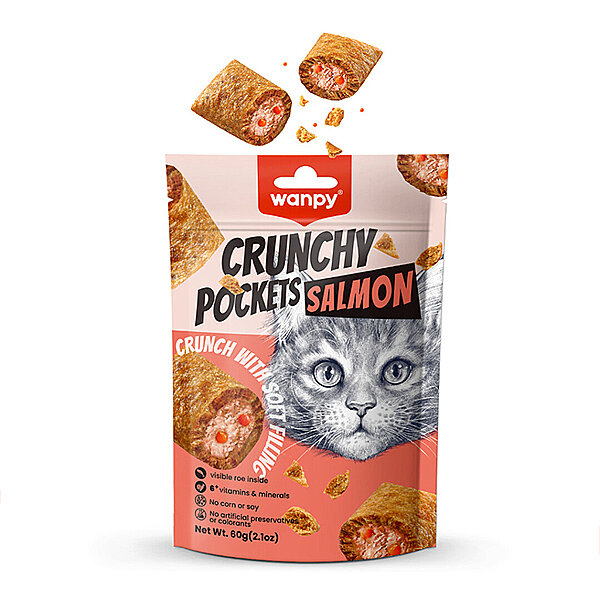 Wanpy Crunchy Pockets Somonlu ve Havyarlı Kedi Ödül Maması 60 g