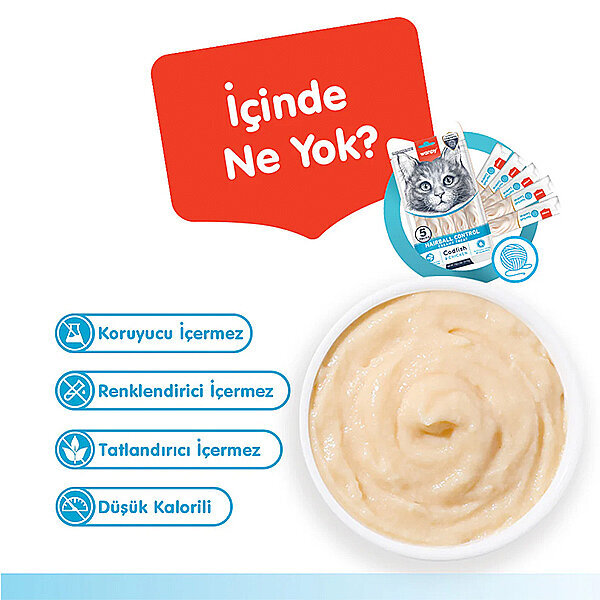 Wanpy Hairball Control Morinalı ve Tavuklu Tüy Yumağı Önleyici Krema Kedi Ödül Maması 14gr (5'li) - 4