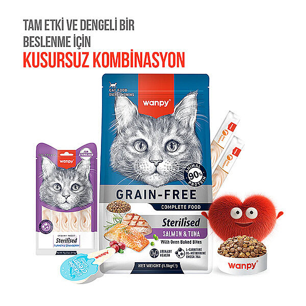 Wanpy Hindili ve Kızılcıklı Kısırlaştırılmış Krema Kedi Ödülü 14gr (5'li) - 5