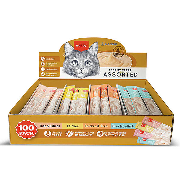 Wanpy Karışık 4 Lezzet 100'lü Krema Kedi Ödülü 100*14 gr - 1