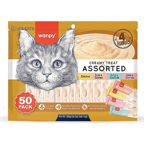 Wanpy Karışık 4 Lezzetli Krema Kedi Ödülü 14 gr (50'li Paket)