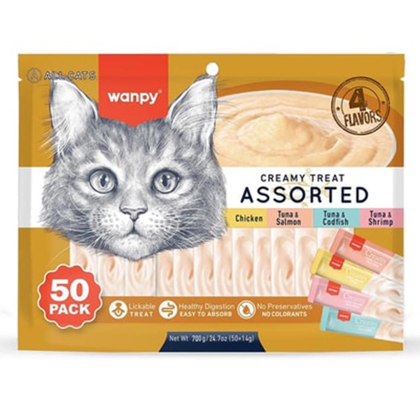 Wanpy Karışık 4 Lezzetli Krema Kedi Ödülü 50*14 gr RAC-MİX - 1