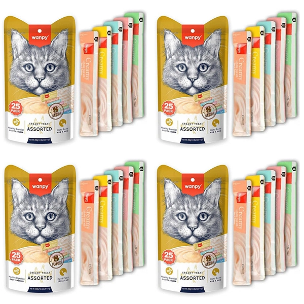 Wanpy Karışık 8 Lezzetli Krema Kedi Ödülü 14 gr x 100 Adet - 1