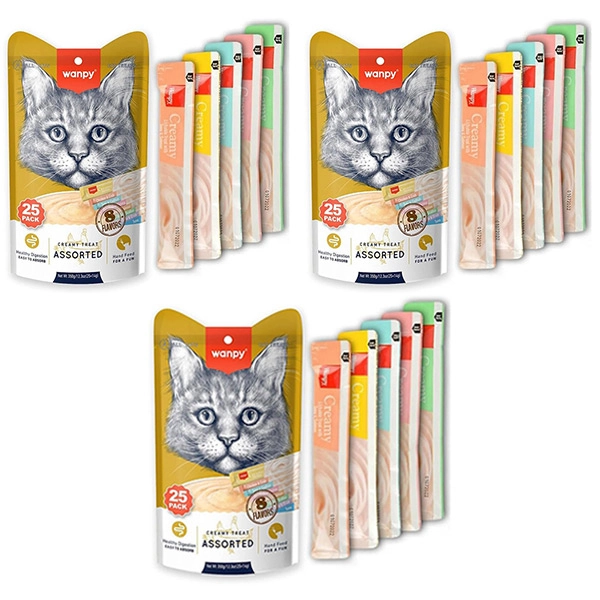 Wanpy Karışık 8 Lezzetli Krema Kedi Ödülü 14 gr x 75 Adet - 1