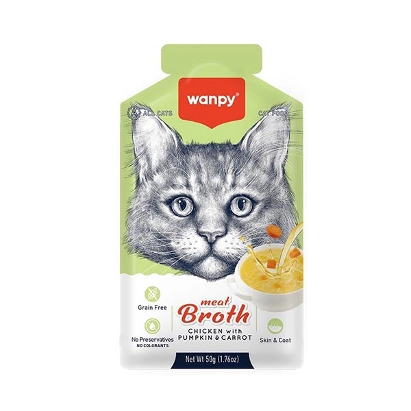 Wanpy Kediler için Bal Kabağı & Havuçlu Tavuk Eti Çorbası 50 Gr - 1