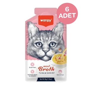 Wanpy Kediler için Karidesli Ton Balığı Eti Çorbası 50 Gr x 6 Adet