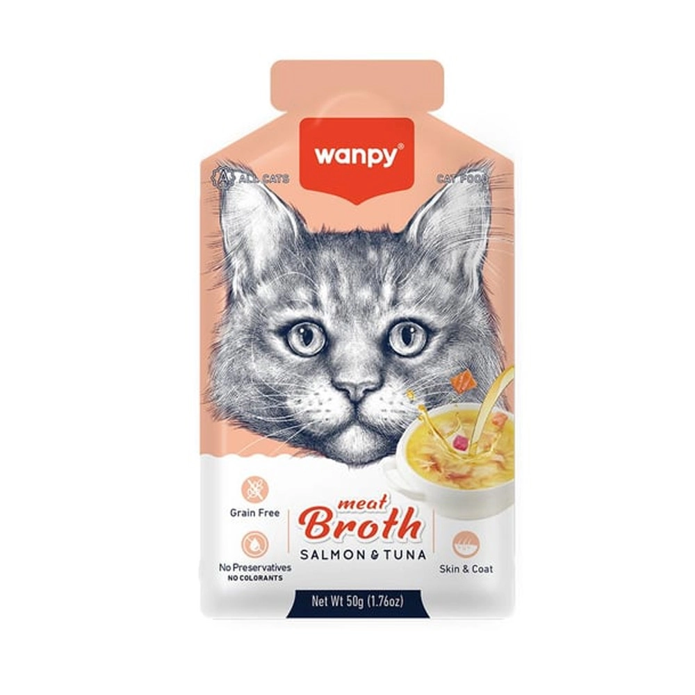 Wanpy Kediler için Somon & Ton Balığı Eti Çorbası 50gx12 Adet - 1