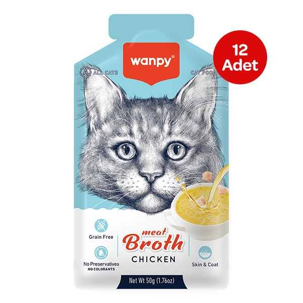 Wanpy Kediler için Tavuk Eti Çorbası 50 Gr X 12 Adet - 1