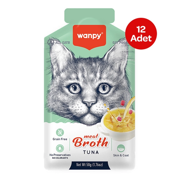 Wanpy Kediler için Ton Balığı Eti Çorbası 50 gr X 12 Adet - 1