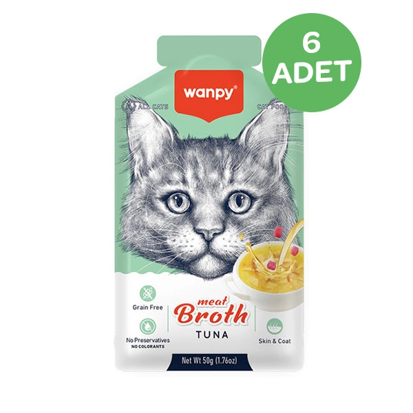 Wanpy Kediler için Ton Balığı Eti Çorbası 50 Gr x 6 Adet - 1