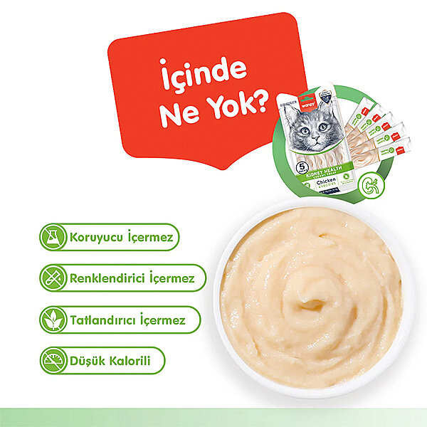 Wanpy Kidney Health Tavuklu ve Sebzeli Böbrek Sağlığı Desteği Krema Kedi Ödül Maması 14gr (5'li) - 4