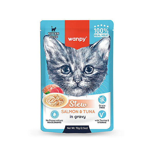 Wanpy Pouch Somon ve Ton Balıklı Yaş Kedi Maması 70 gr