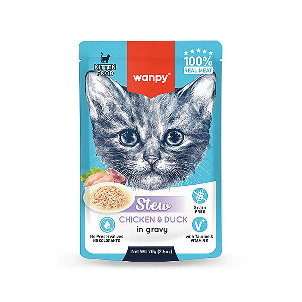 Wanpy Pouch Tavuk ve Ördek Yaş Kedi Maması 70 gr