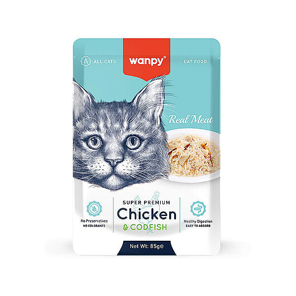 Wanpy Pouch Tavuklu ve Deniz Taraklı Yaş Kedi Maması 85 gr