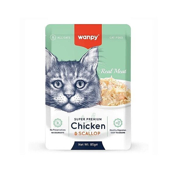 Wanpy Tavuklu ve Deniz Taraklı Yetişkin Yaş Kedi Maması 85 g