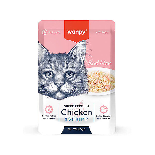 Wanpy Pouch Tavuklu ve Karidesli Yaş Kedi Maması 85 gr - 1