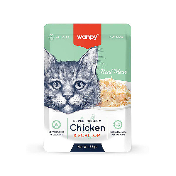 Wanpy Pouch Tavuklu ve Morina Balıklı Yaş Kedi Maması 85 gr - 1