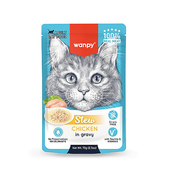 Wanpy Pouch Tavuklu Yaş Kedi Maması 70 gr
