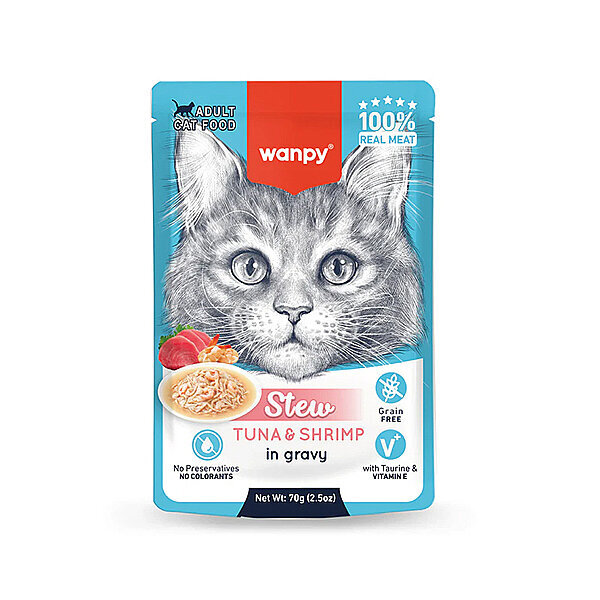 Wanpy Pouch Ton Balık ve Karidesli Yaş Kedi Maması 70 gr
