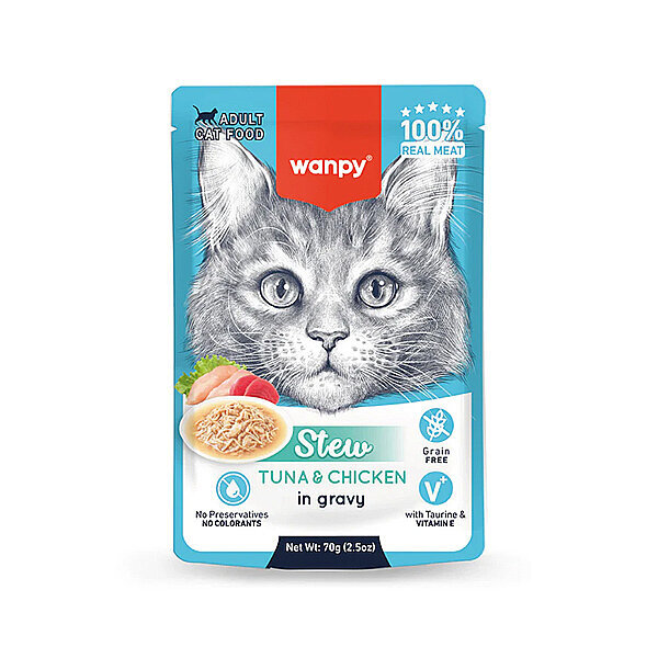 Wanpy Pouch Ton Balık ve Tavuklu Yaş Kedi Maması 70 gr