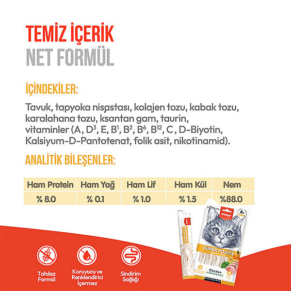 Wanpy Superfood Balkabaklı ve Kara Lahanalı Krema Kedi Ödülü 14gr (5'li) - 5