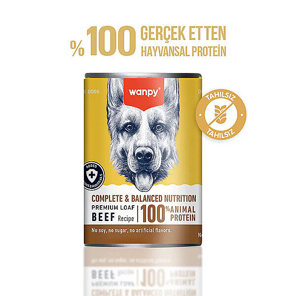Wanpy Tahılsız  %100 Gerçek Et Biftekli Köpek Konservesi 375 gr