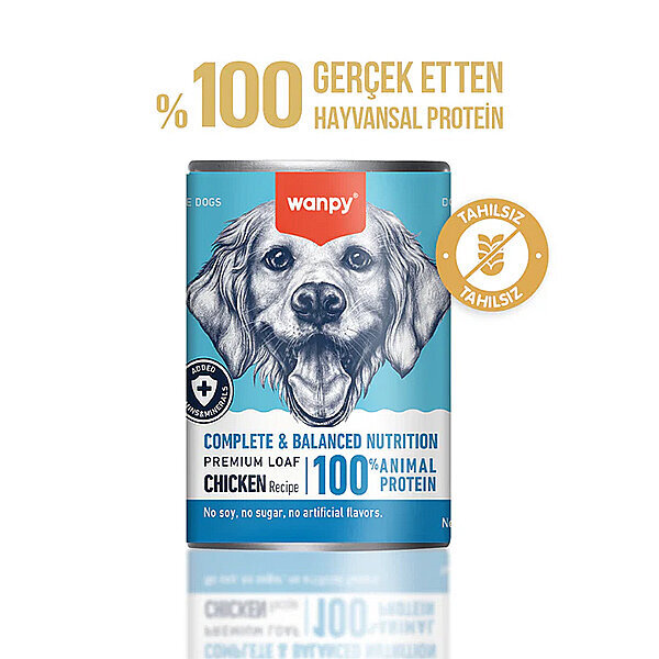 Wanpy Tahılsız  %100 Gerçek Et Tavuklu Köpek Konservesi 375 gr