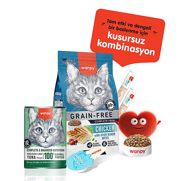 Wanpy Tahılsız  %100 Gerçek Et Ton Balıklı Kedi Konservesi 375 gr - 4