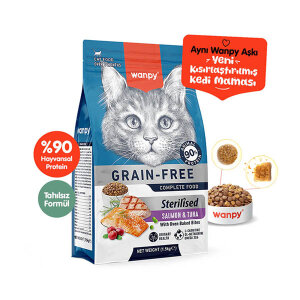Wanpy Tahılsız Kısırlaştırılmış Somonlu Yetişkin Kedi Maması 1,5 kg - 1