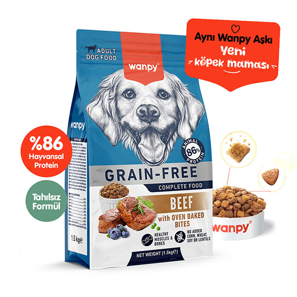 Wanpy Tahılsız Sığır Etli Yetişkin Köpek Maması 1,5 kg - 1