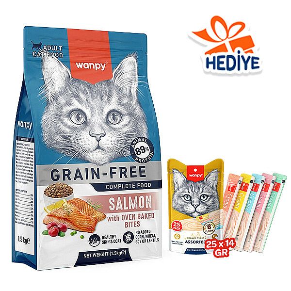 Wanpy Tahılsız Somonlu Yetişkin Kedi Maması 1,5 kg - 1
