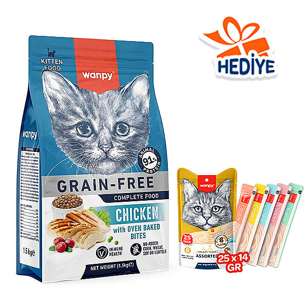 Wanpy Tahılsız Tavuklu Yavru Kedi Maması 1,5 kg - 1