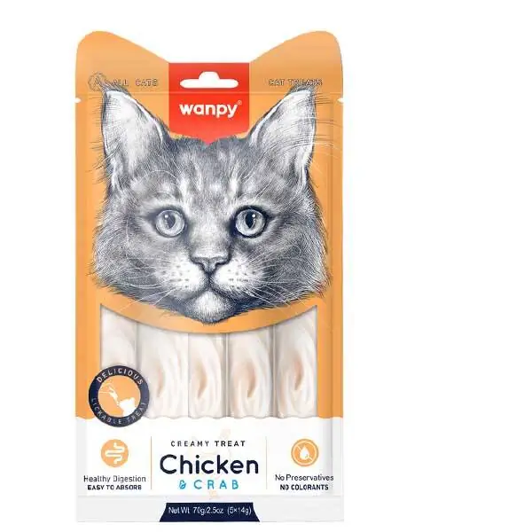 Wanpy Tavuklu ve Yengeçli Sıvı Kedi Ödül Maması 14gr (5'li) - 1