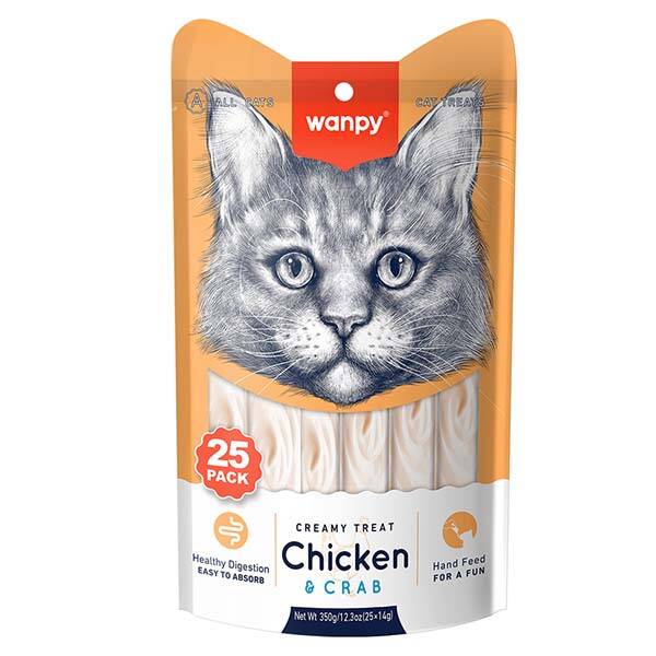 Wanpy Tavuklu ve Yengeçli Krema Kedi Ödül Maması 14 g (25'li) - 1