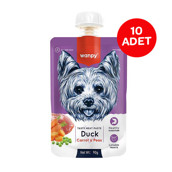 Wanpy Taze Ördekli ve Havuçlu Köpek Et Ezmesi 90 gr x 10 Adet - 1