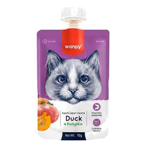 Wanpy Ördekli ve Balkabaklı Et Ezmesi Kedi Ödül Maması 90 g (10'lu) - 1