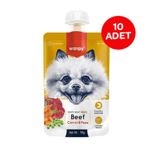 Wanpy Taze Sığır Etli ve Havuçlu Köpek Et Ezmesi 90 gr x 10 Adet
