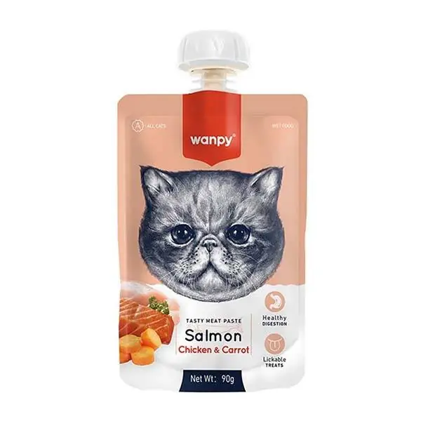 Wanpy Taze Somonlu&Tavuklu 10'lu  Kedi Et Ezmesi 90 gr - 1