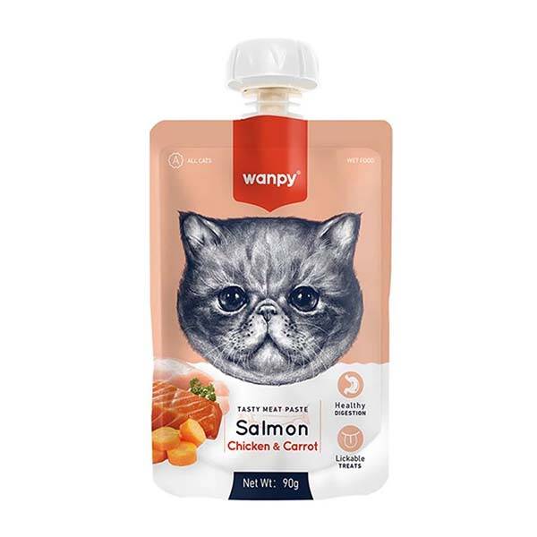 Wanpy Somonlu ve Tavuklu Et Ezmesi Kedi Ödül Maması 90 g (10'lu) - 1
