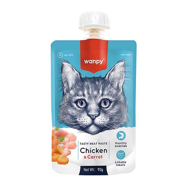 Wanpy Tavuklu ve Havuçlu Et Ezmesi Kedi Ödül Maması 90 g (10'lu) - 1